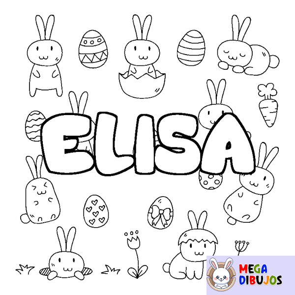 Coloraci&oacute;n del nombre ELISA - decorado Pascua