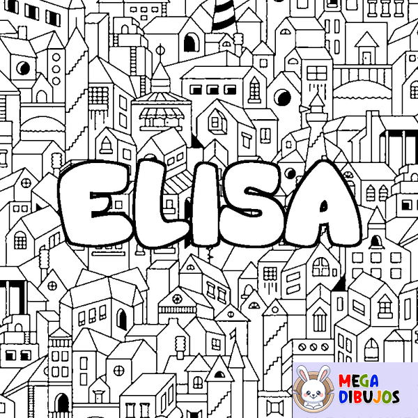 Coloraci&oacute;n del nombre ELISA - decorado ciudad