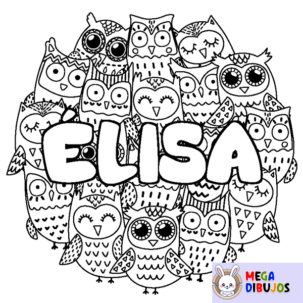 Coloraci&oacute;n del nombre &Eacute;LISA - decorado b&uacute;hos