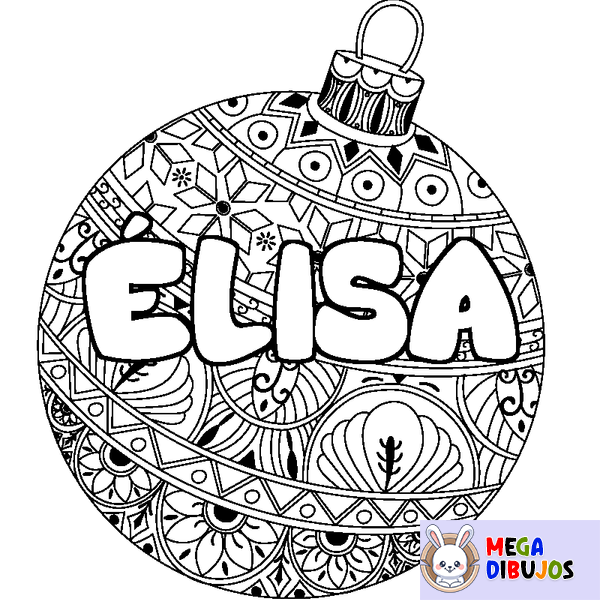 Coloraci&oacute;n del nombre &Eacute;LISA - decorado bola de Navidad