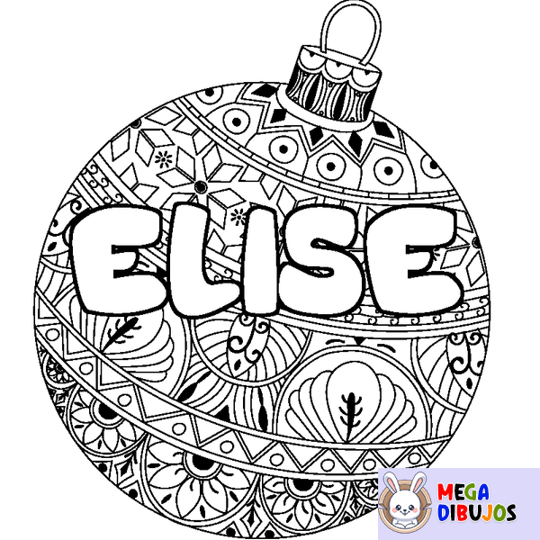 Coloraci&oacute;n del nombre ELISE - decorado bola de Navidad