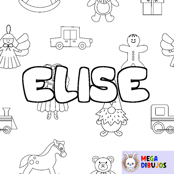 Coloraci&oacute;n del nombre ELISE - decorado juguetes
