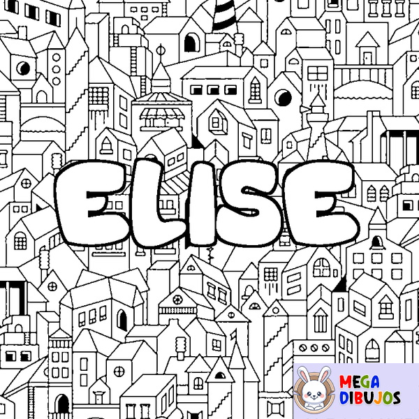 Coloraci&oacute;n del nombre ELISE - decorado ciudad