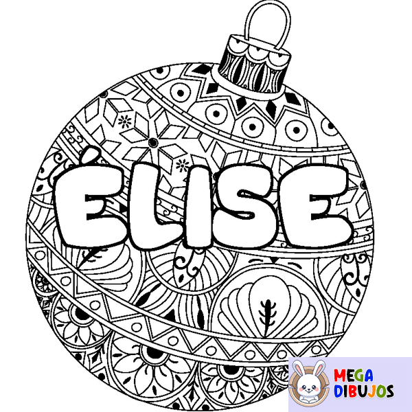 Coloraci&oacute;n del nombre &Eacute;LISE - decorado bola de Navidad
