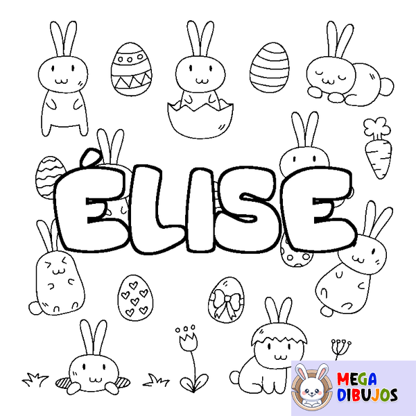 Coloraci&oacute;n del nombre &Eacute;LISE - decorado Pascua