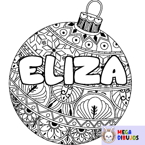 Coloraci&oacute;n del nombre ELIZA - decorado bola de Navidad