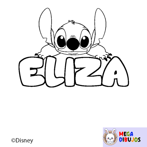 Coloraci&oacute;n del nombre ELIZA - decorado Stitch
