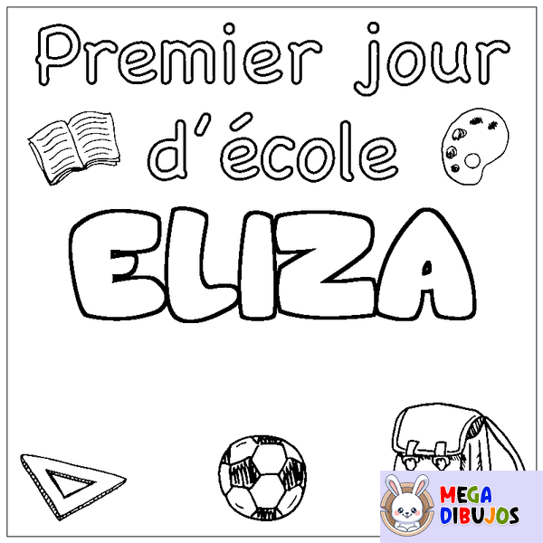 Coloraci&oacute;n del nombre ELIZA - decorado primer d&iacute;a de escuela