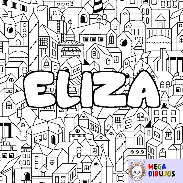 Coloraci&oacute;n del nombre ELIZA - decorado ciudad