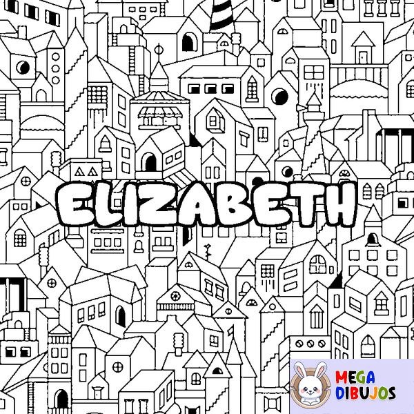 Coloraci&oacute;n del nombre ELIZABETH - decorado ciudad