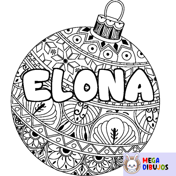 Coloraci&oacute;n del nombre ELONA - decorado bola de Navidad