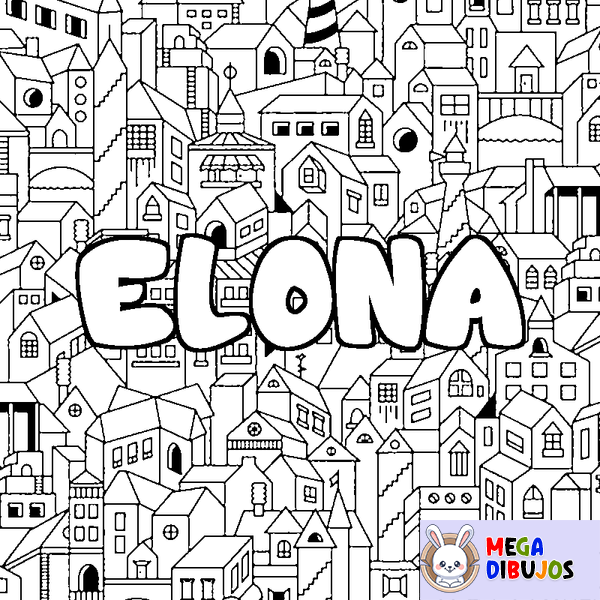 Coloraci&oacute;n del nombre ELONA - decorado ciudad