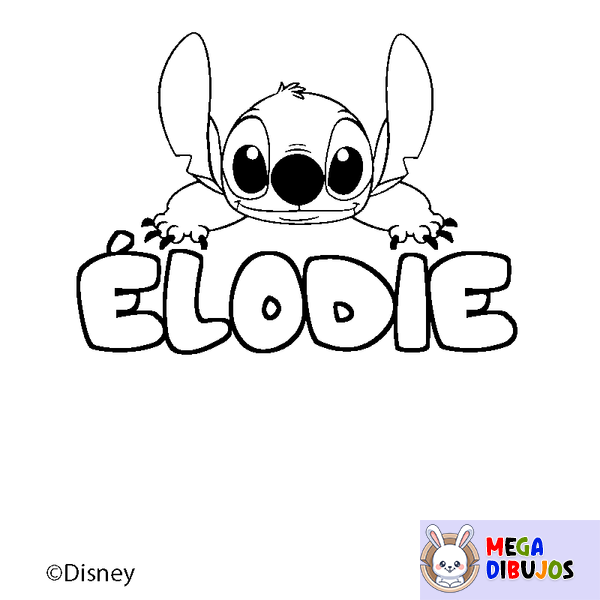 Coloraci&oacute;n del nombre &Eacute;LODIE - decorado Stitch