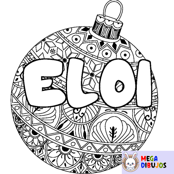Coloraci&oacute;n del nombre ELOI - decorado bola de Navidad