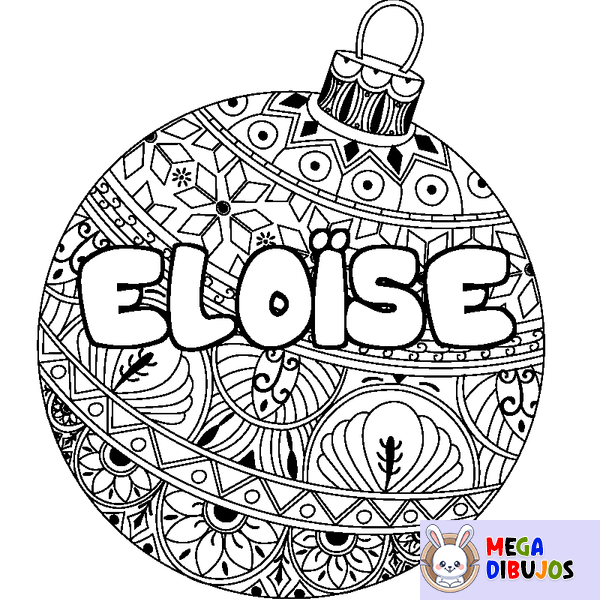 Coloraci&oacute;n del nombre ELO&Iuml;SE - decorado bola de Navidad