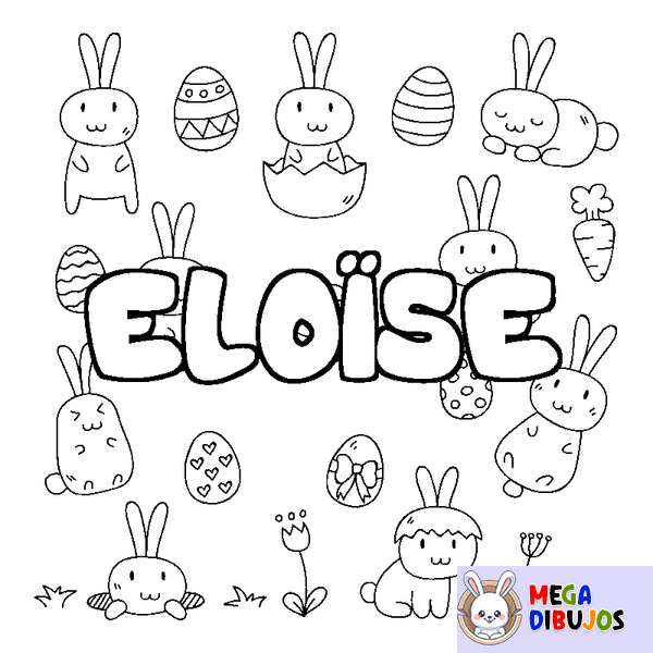 Coloraci&oacute;n del nombre ELO&Iuml;SE - decorado Pascua