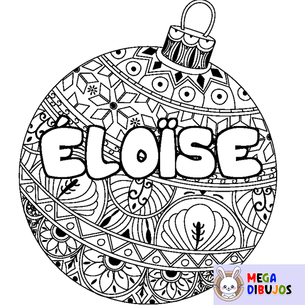 Coloraci&oacute;n del nombre &Eacute;LO&Iuml;SE - decorado bola de Navidad