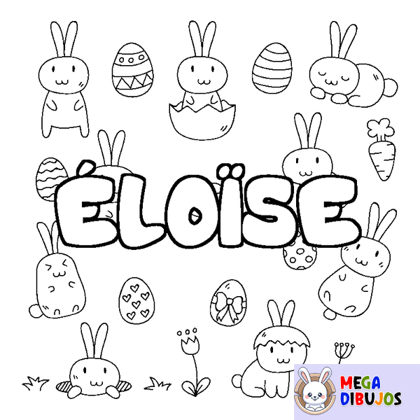 Coloraci&oacute;n del nombre &Eacute;LO&Iuml;SE - decorado Pascua