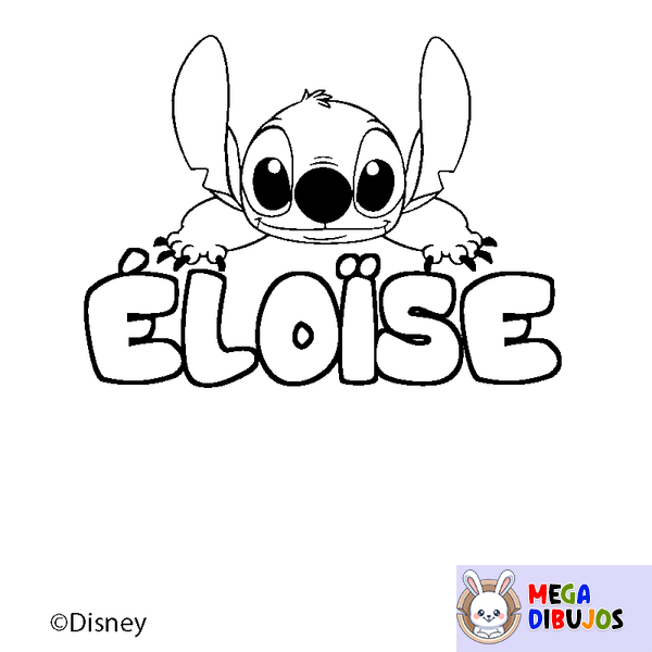 Coloraci&oacute;n del nombre &Eacute;LO&Iuml;SE - decorado Stitch