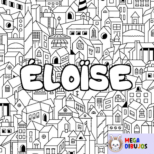 Coloraci&oacute;n del nombre &Eacute;LO&Iuml;SE - decorado ciudad