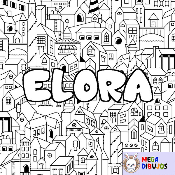 Coloraci&oacute;n del nombre ELORA - decorado ciudad