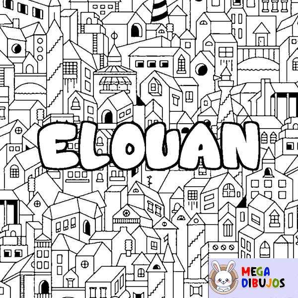 Coloraci&oacute;n del nombre ELOUAN - decorado ciudad