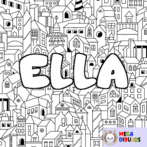 Coloraci&oacute;n del nombre ELLA - decorado ciudad