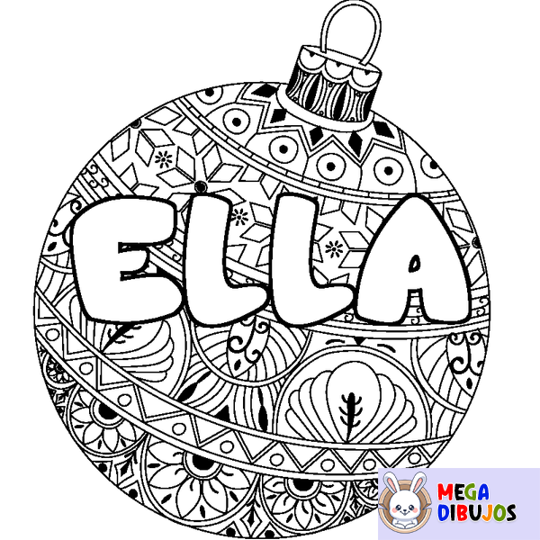 Coloraci&oacute;n del nombre ELLA - decorado bola de Navidad