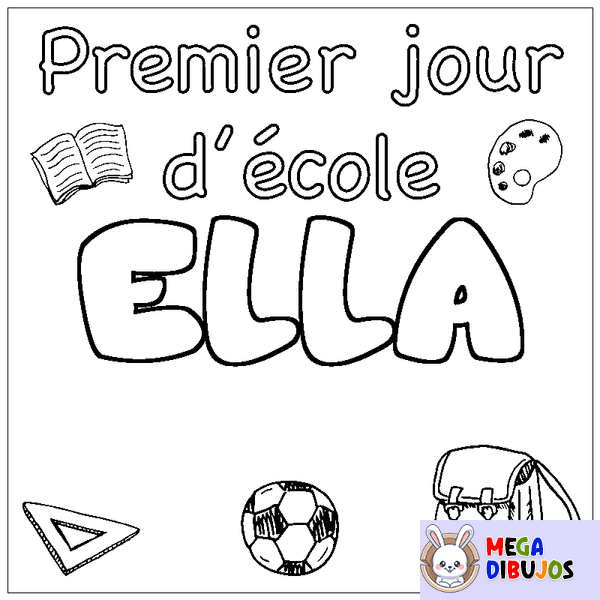Coloraci&oacute;n del nombre ELLA - decorado primer d&iacute;a de escuela