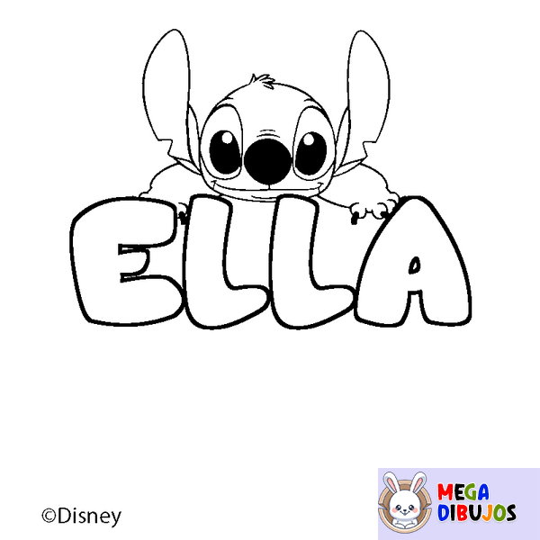 Coloraci&oacute;n del nombre ELLA - decorado Stitch