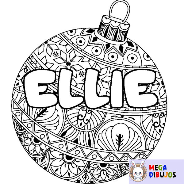 Coloraci&oacute;n del nombre ELLIE - decorado bola de Navidad