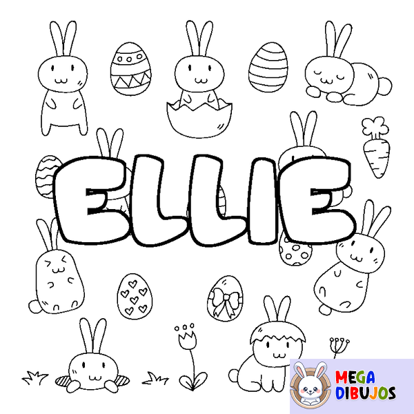 Coloraci&oacute;n del nombre ELLIE - decorado Pascua