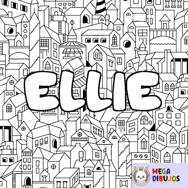 Coloraci&oacute;n del nombre ELLIE - decorado ciudad