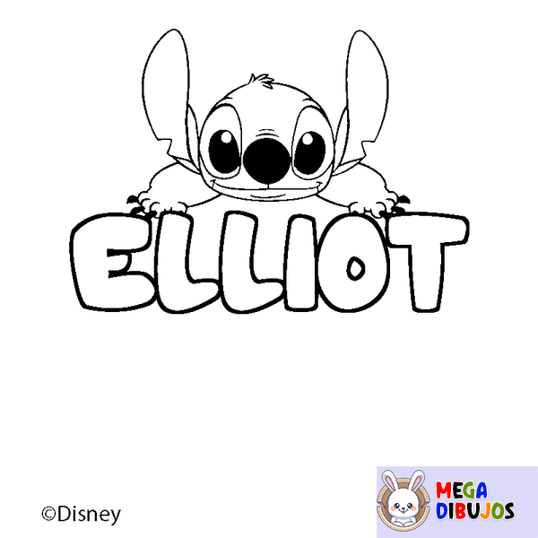 Coloraci&oacute;n del nombre ELLIOT - decorado Stitch