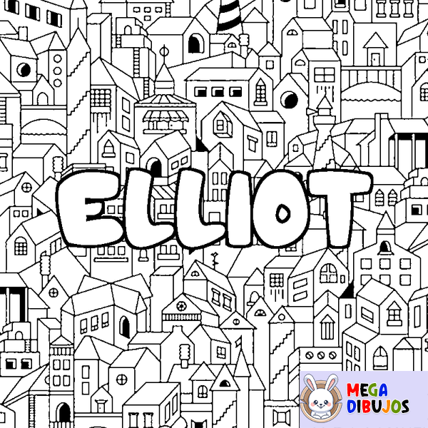 Coloraci&oacute;n del nombre ELLIOT - decorado ciudad