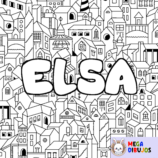 Coloraci&oacute;n del nombre ELSA - decorado ciudad