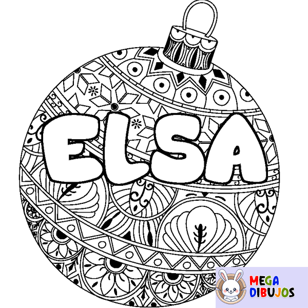 Coloraci&oacute;n del nombre ELSA - decorado bola de Navidad