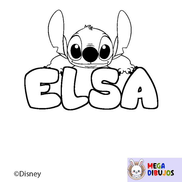 Coloraci&oacute;n del nombre ELSA - decorado Stitch