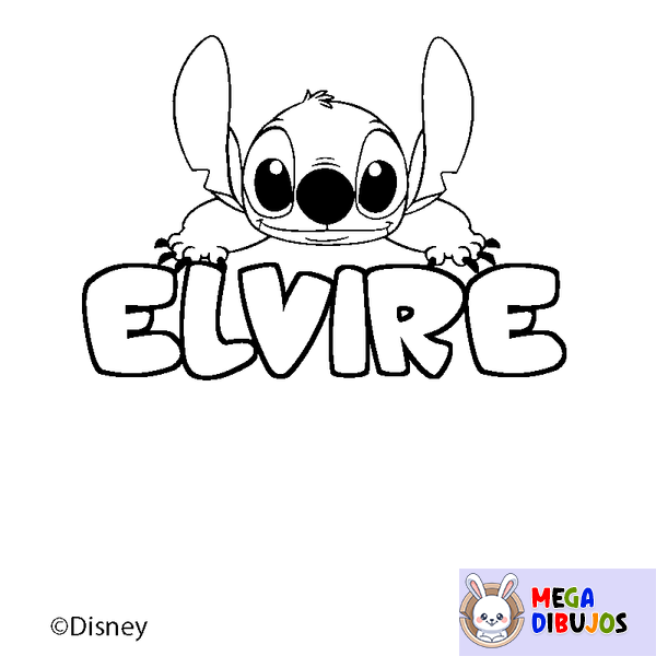 Coloraci&oacute;n del nombre ELVIRE - decorado Stitch