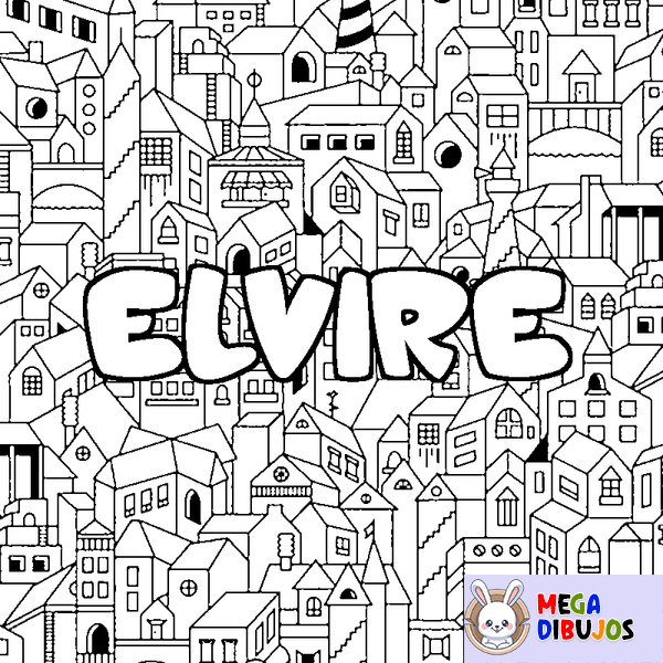 Coloraci&oacute;n del nombre ELVIRE - decorado ciudad