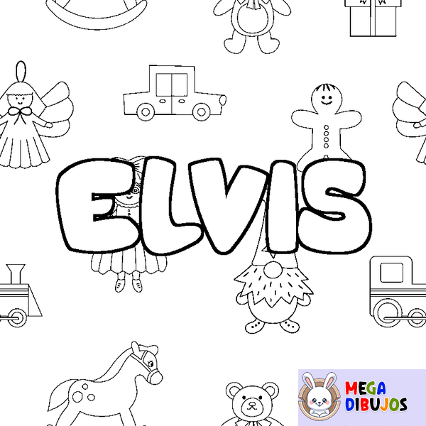 Coloraci&oacute;n del nombre ELVIS - decorado juguetes