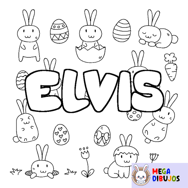 Coloraci&oacute;n del nombre ELVIS - decorado Pascua