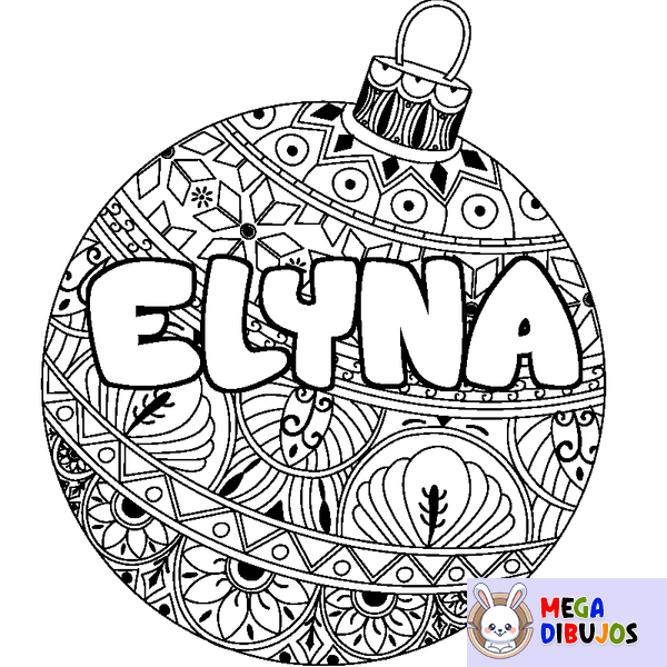 Coloraci&oacute;n del nombre ELYNA - decorado bola de Navidad
