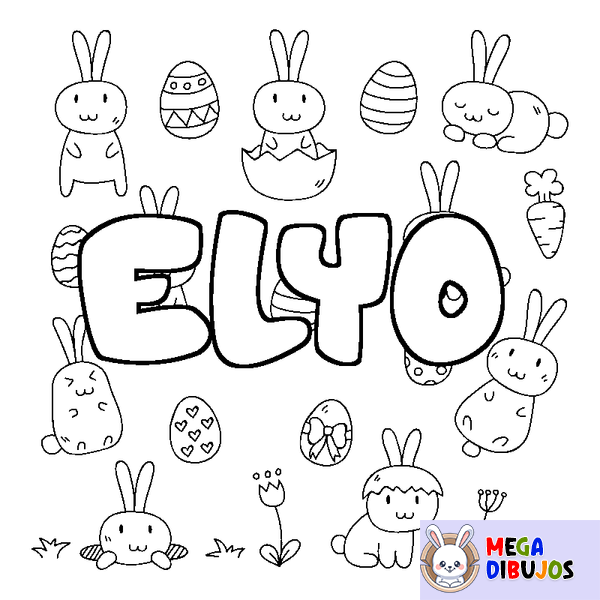Coloraci&oacute;n del nombre ELYO - decorado Pascua