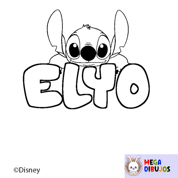 Coloraci&oacute;n del nombre ELYO - decorado Stitch