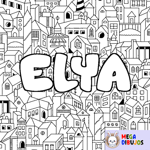 Coloraci&oacute;n del nombre ELYA - decorado ciudad