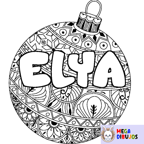 Coloraci&oacute;n del nombre ELYA - decorado bola de Navidad
