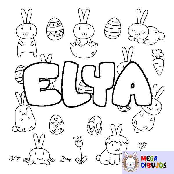 Coloraci&oacute;n del nombre ELYA - decorado Pascua