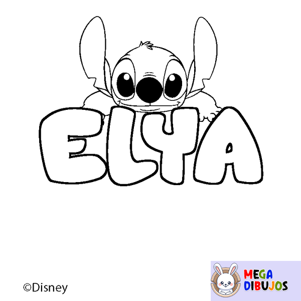 Coloraci&oacute;n del nombre ELYA - decorado Stitch