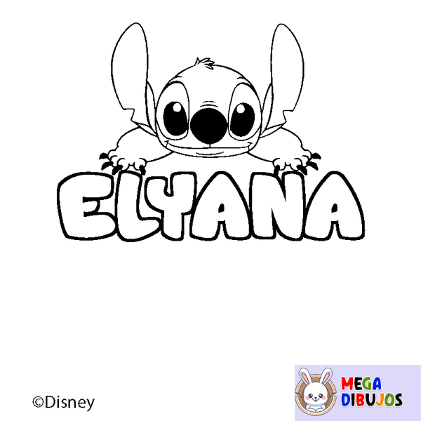 Coloraci&oacute;n del nombre ELYANA - decorado Stitch